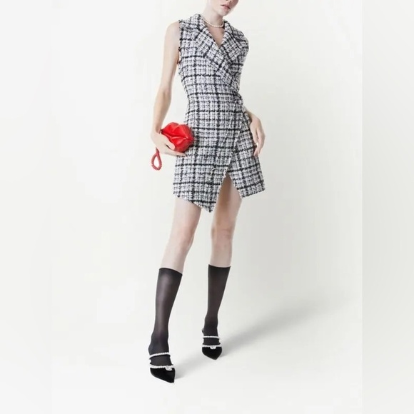 Alice + Olivia Meri Asymmetric Tweed Mini Dress sz 2 NWT 495 - Picture 14 of 16